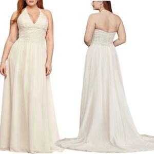 Galina Halter neck Ivory Wedding Dress gown, sweeping train Womens Sz 6